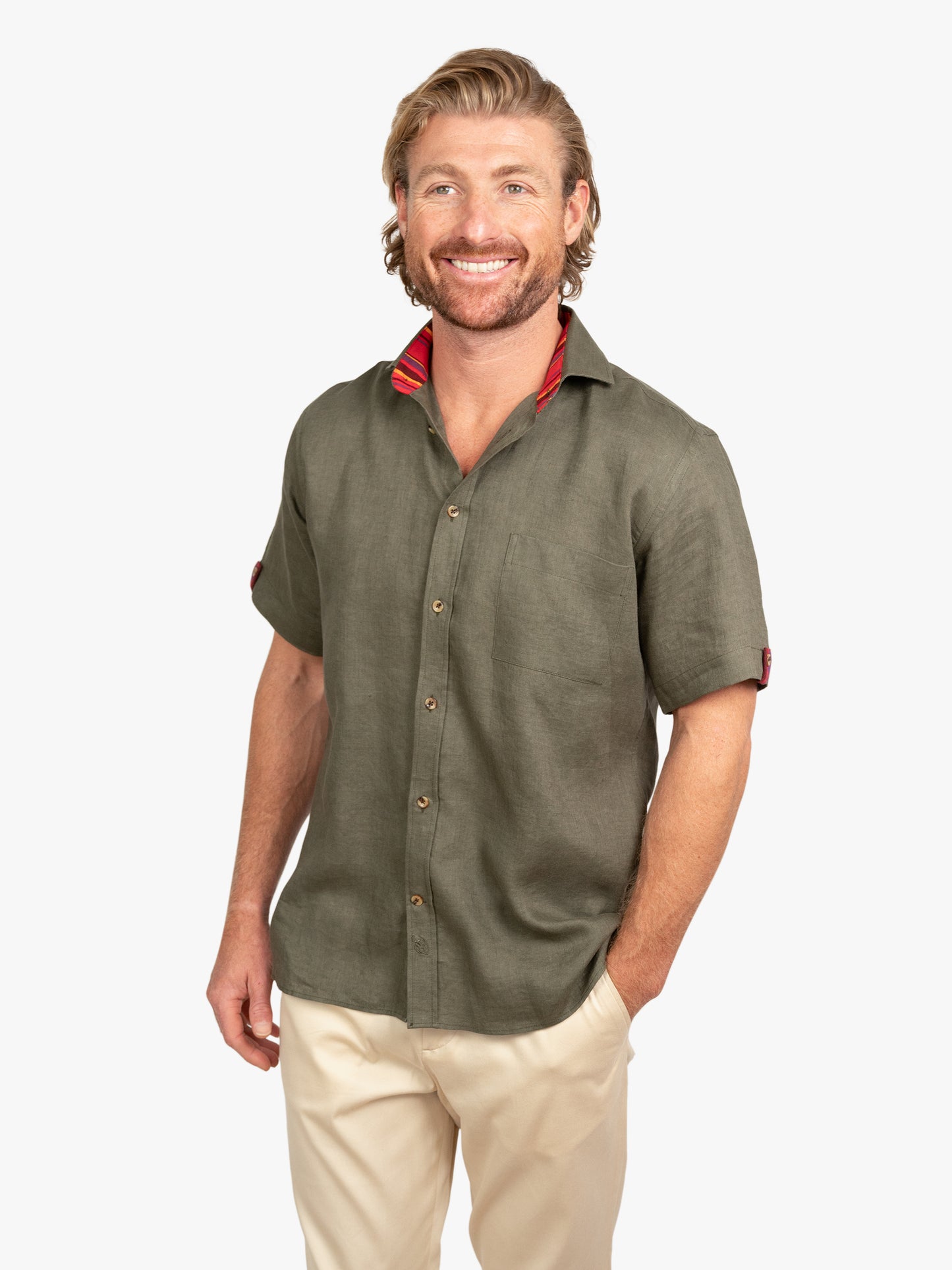 Koy Clothing Khaki Short Sleeve Linen Shirt