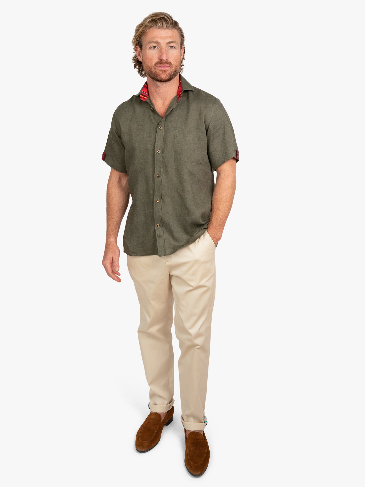 Koy Clothing Khaki Short Sleeve Linen Shirt