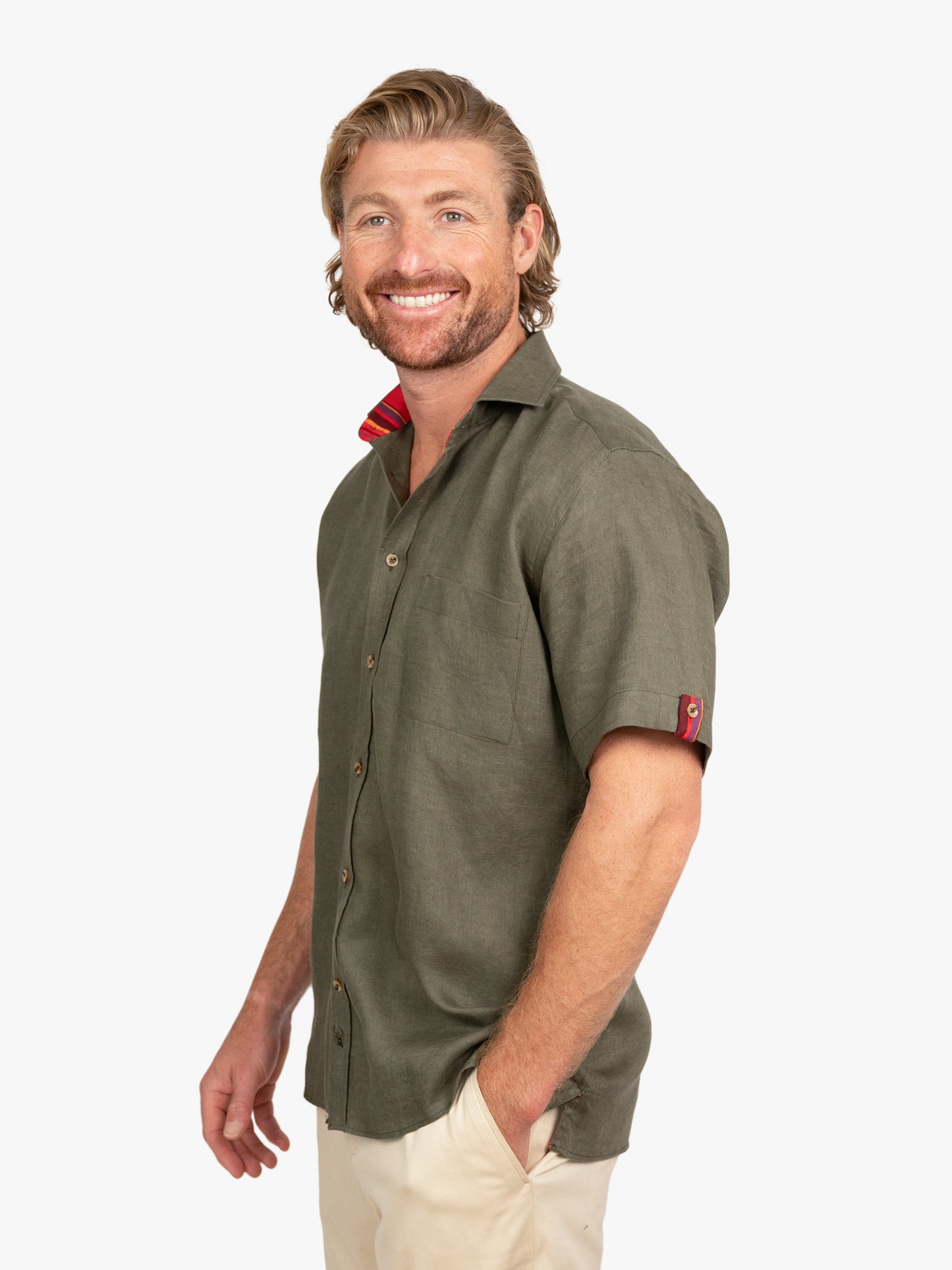 Koy Clothing Khaki Short Sleeve Linen Shirt
