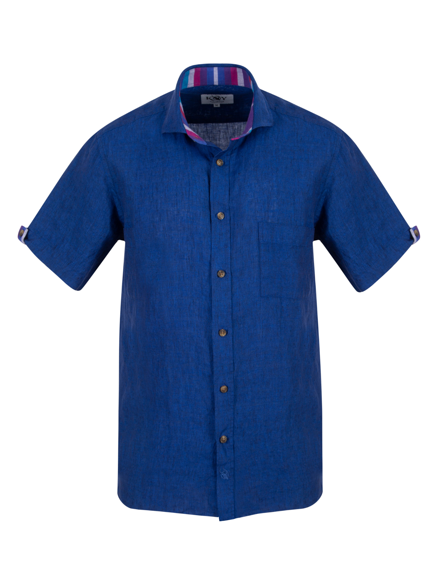 Short Sleeve Navy Linen Shirt