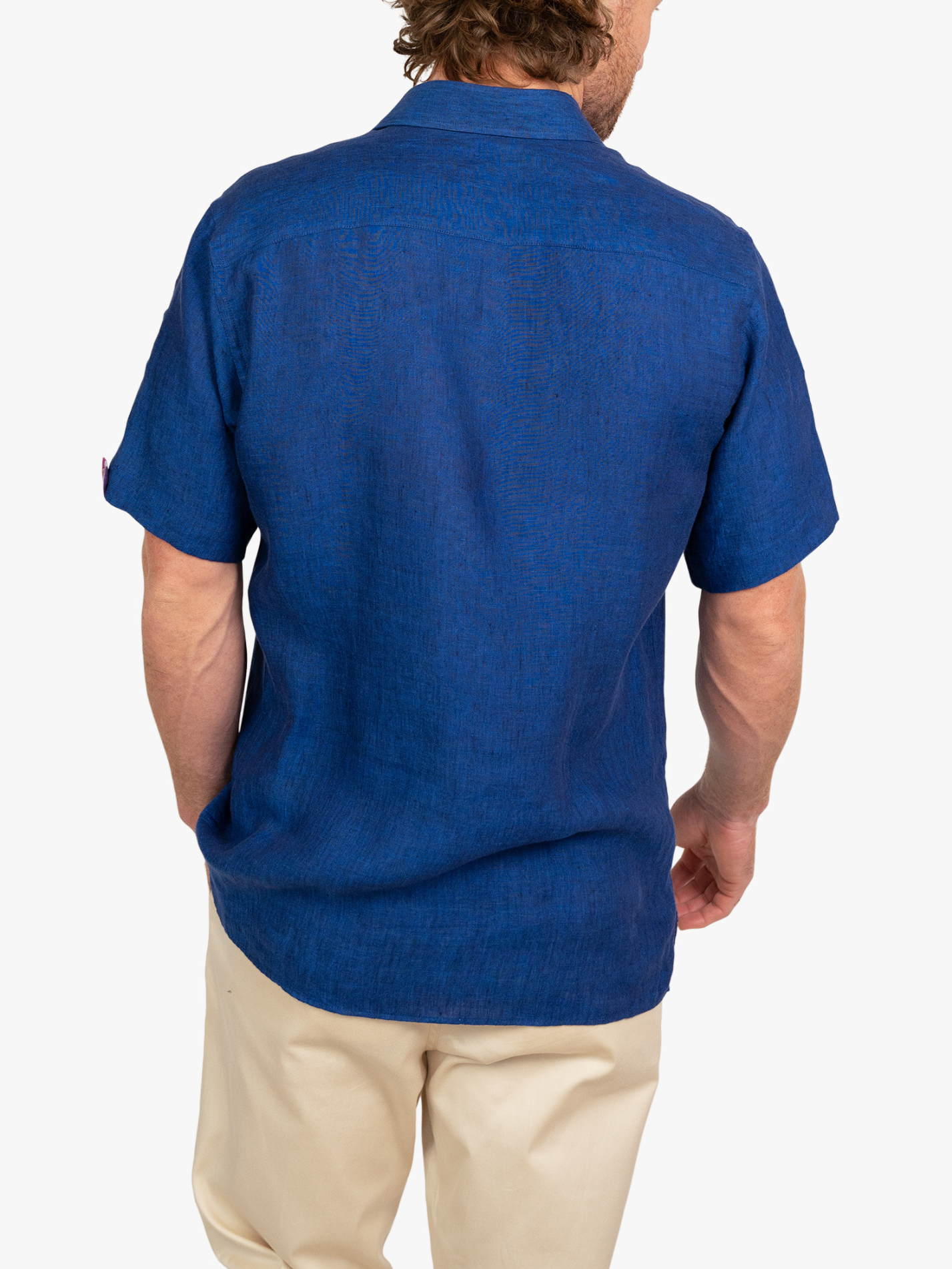 Short Sleeve Navy Linen Shirt