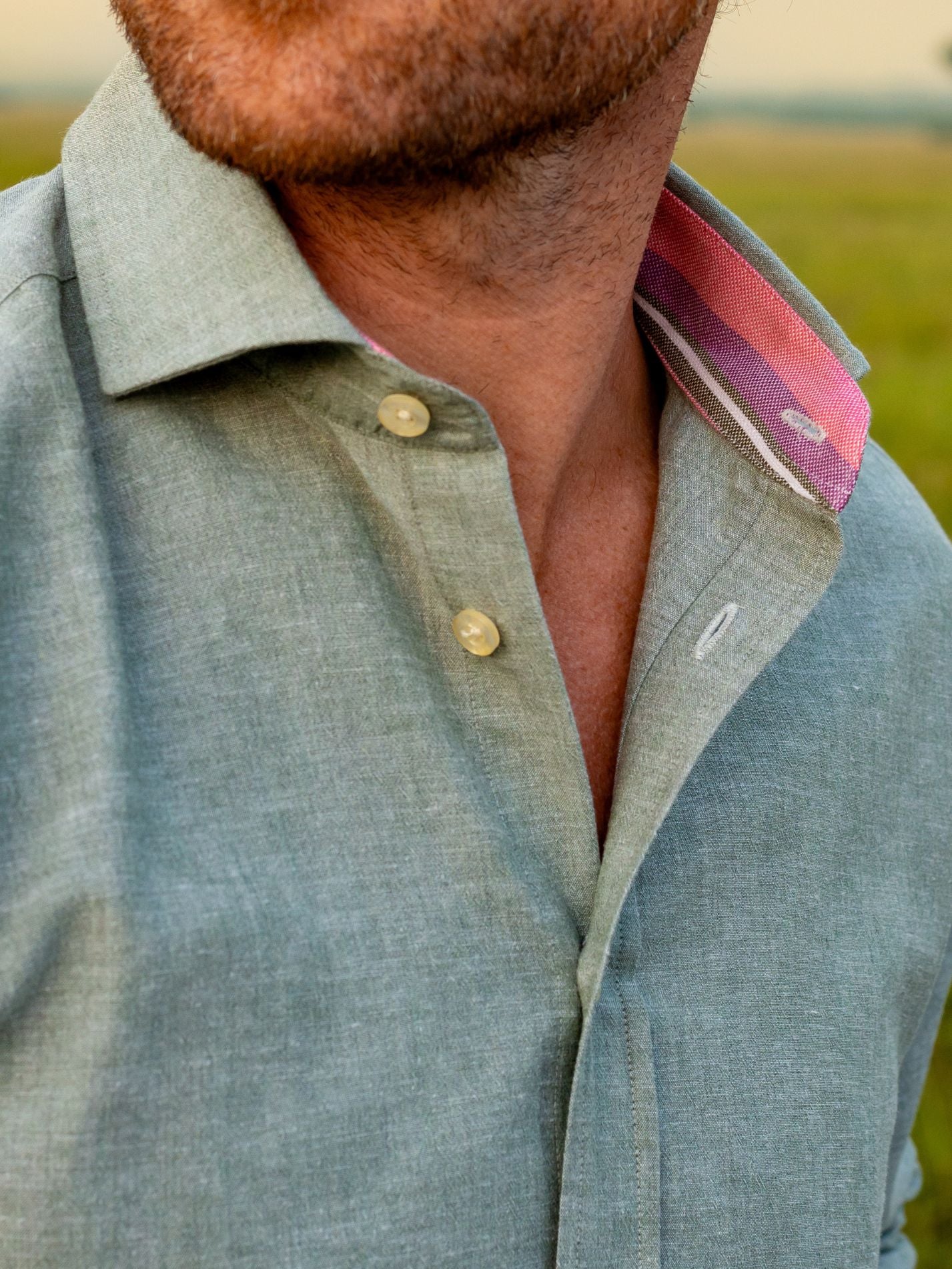 Crocodile Green Cotton/Linen Shirt