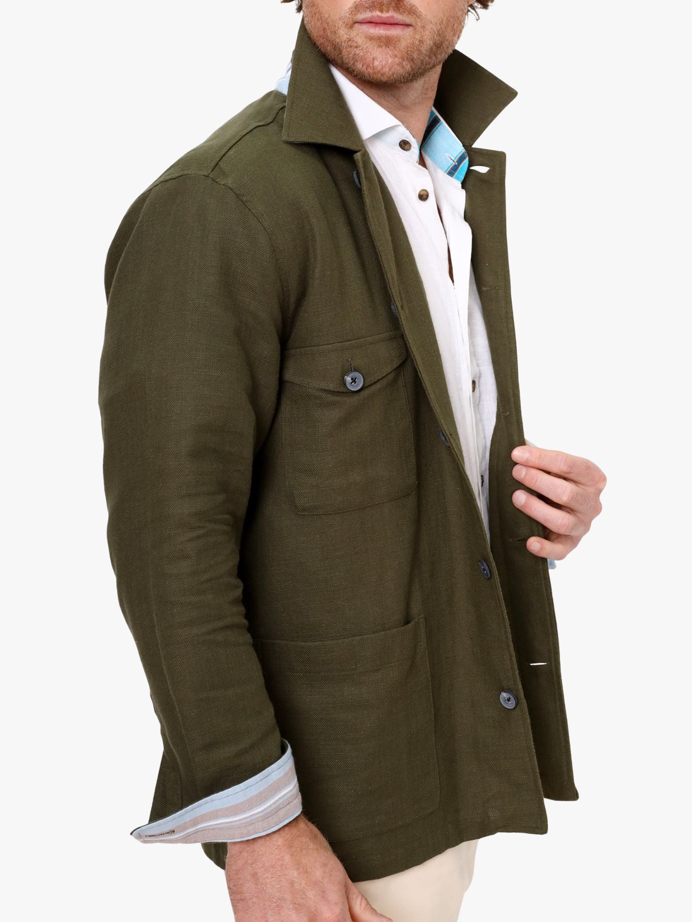 Olive Cotton Shirt Jacket by Koy Clothing