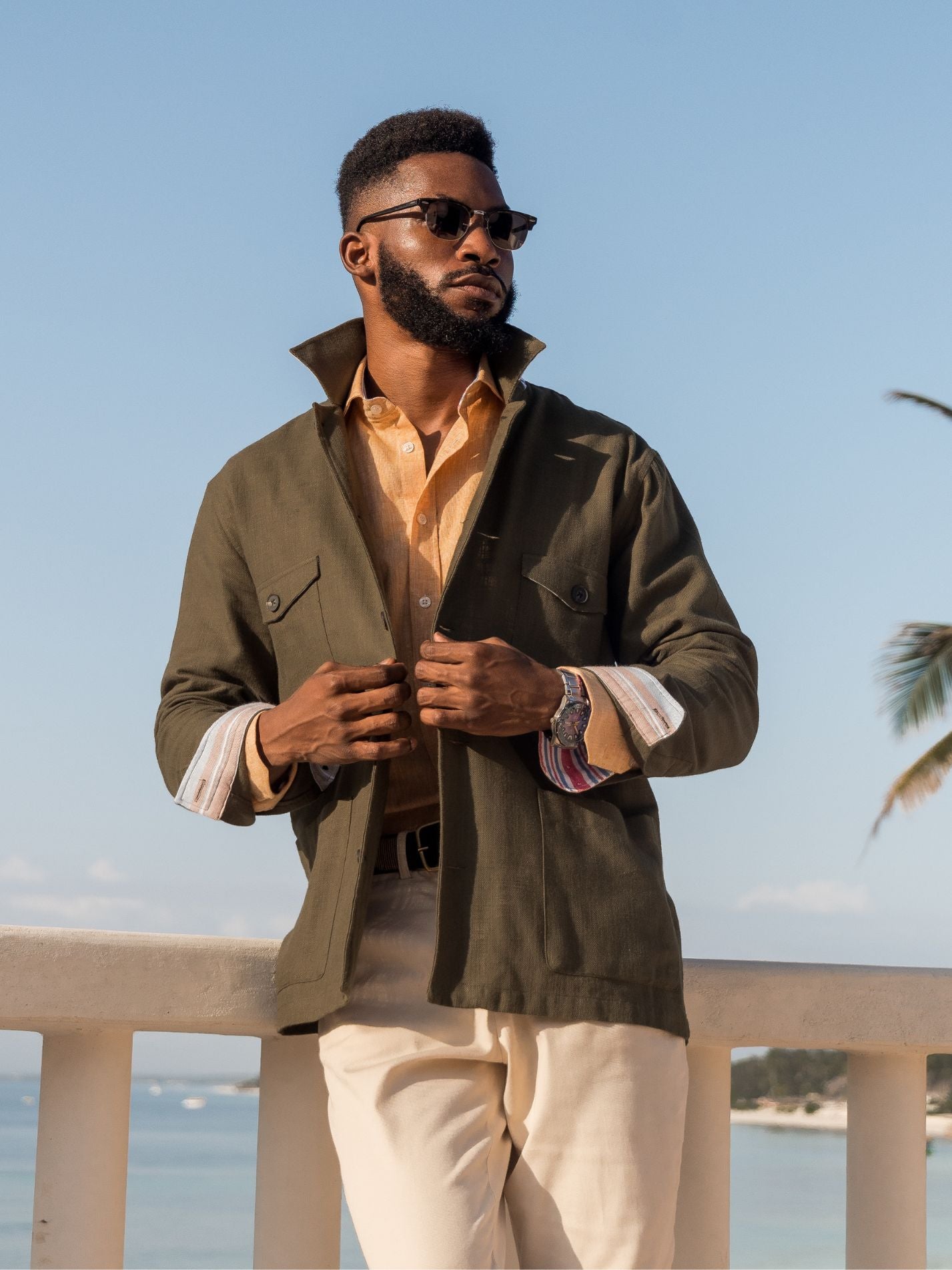 Olive Cotton Shirt Jacket by Koy Clothing