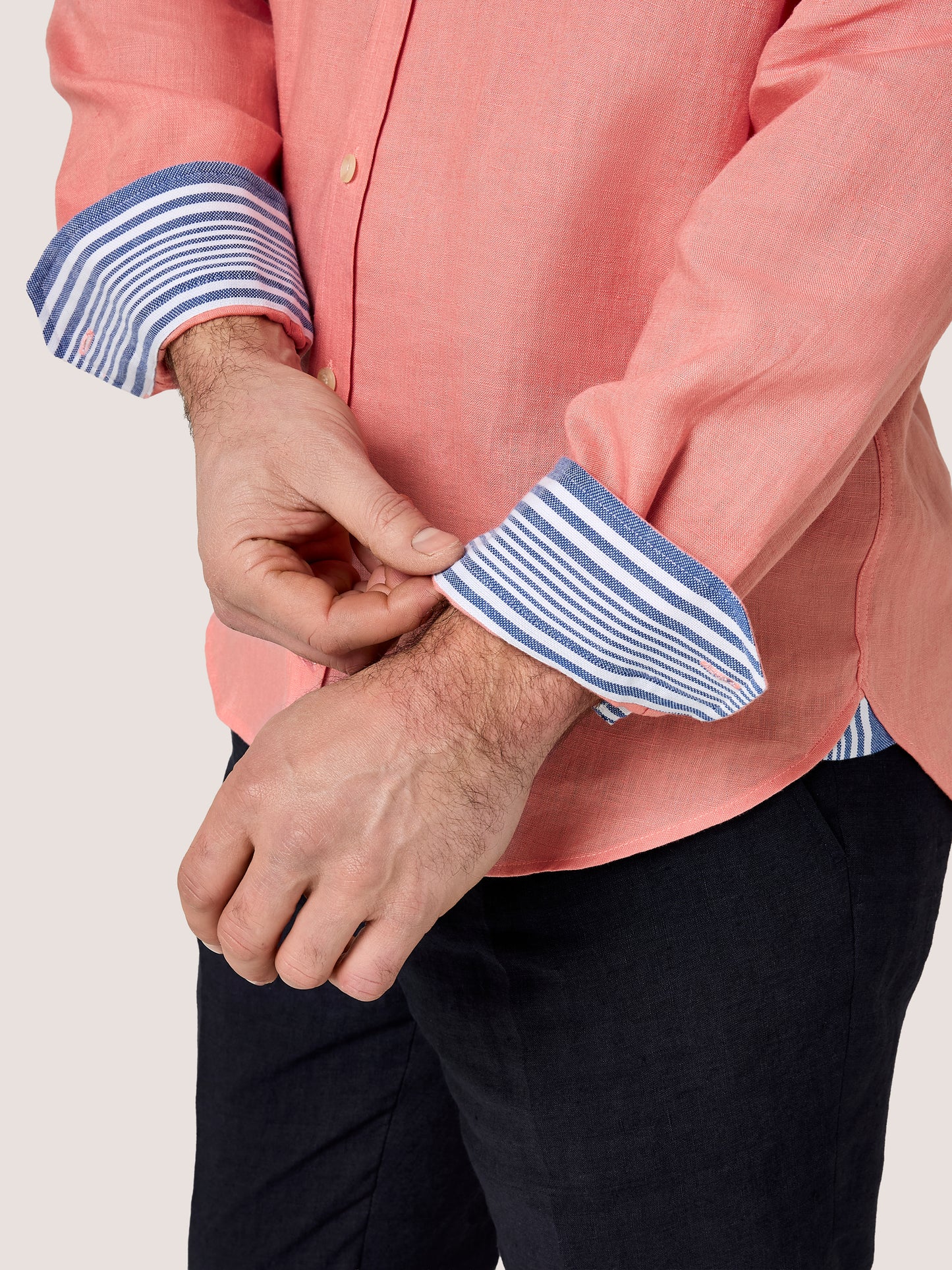 Salmon Pink Linen Shirt