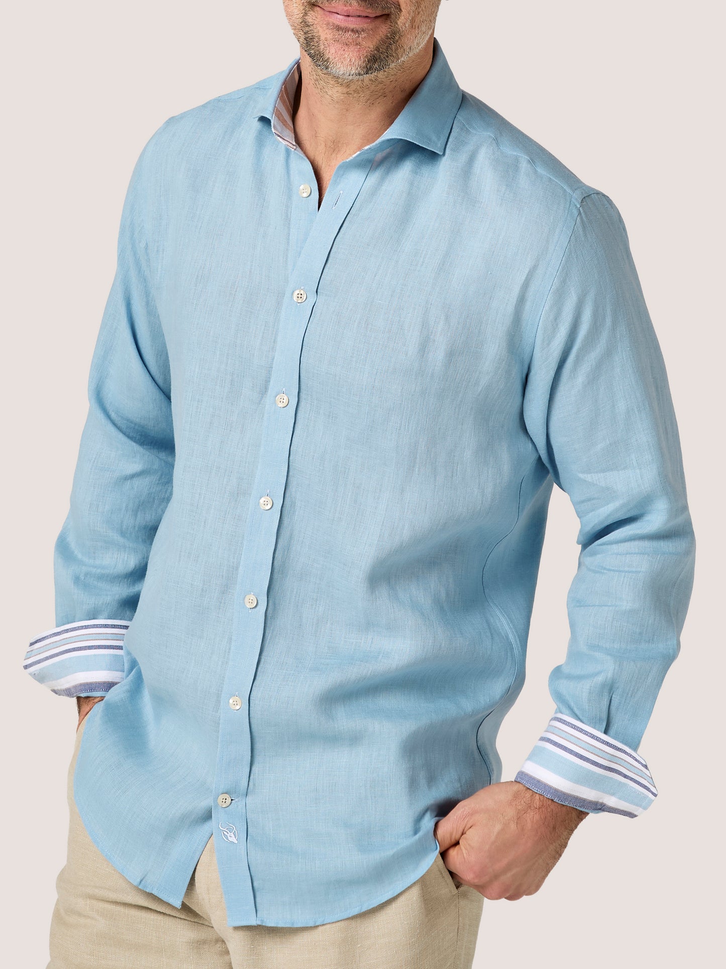 Ocean Blue Linen Shirt