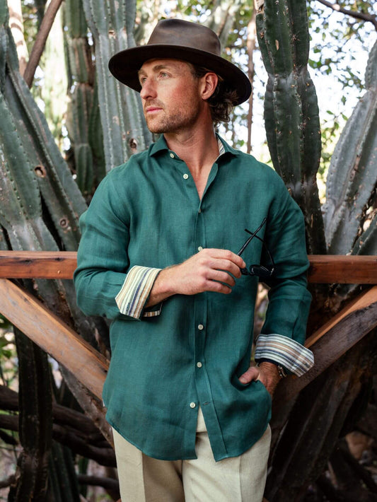 Forest Green Linen Shirt