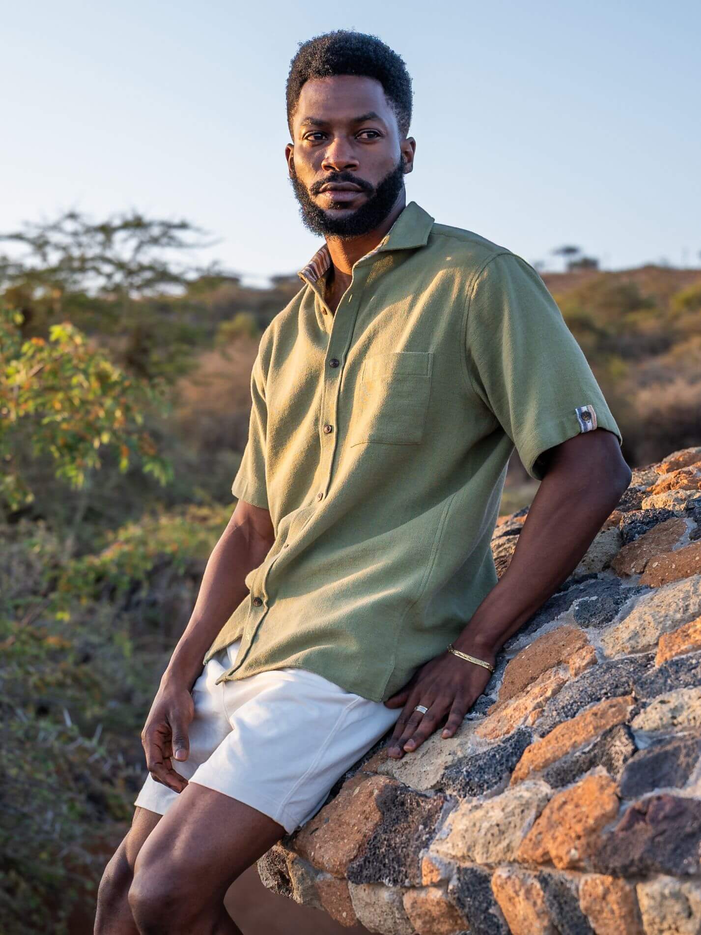 Olive Air Weave Shirt