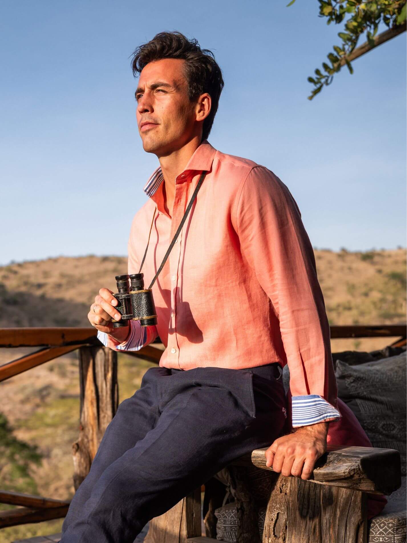 Salmon Pink Linen Shirt