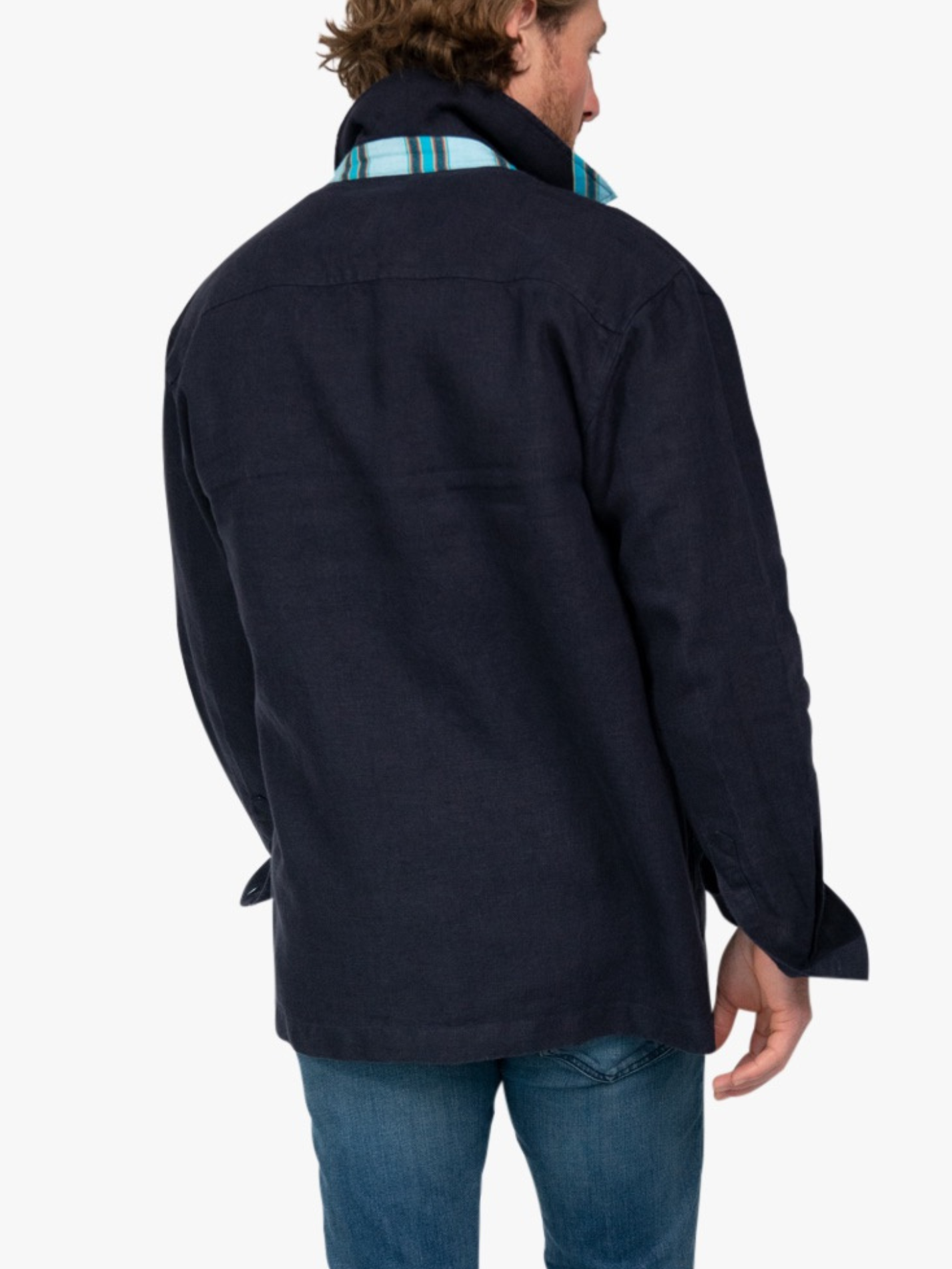 Bahari Navy Linen Shirt-Jacket